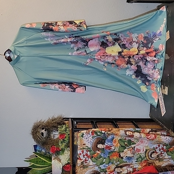 Vintage TRAVEL TIME by Boutique  Full Zip Robe House Coat Floral Small - Picture 1 of 10
